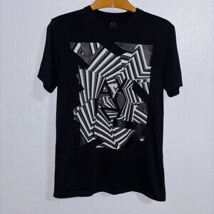 Armani Exchange Graphic Tee Black White Abstract Print Men’s M 100% Pima Cotton